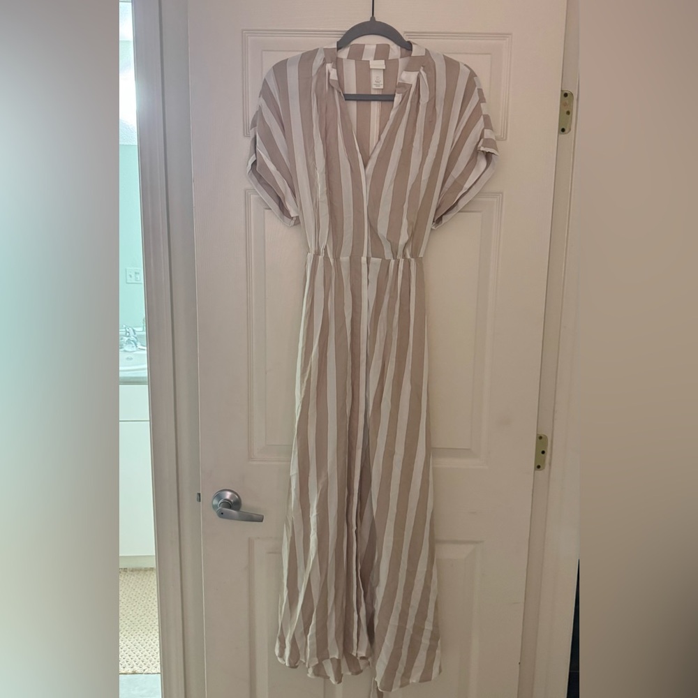 H&M Women's Tan Striped Maxi Dress